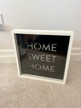 Home Sweet Home Framed Sign - White Frame, Black Backing